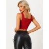 INSPIRE CHIC Women's Square Neck Asymmetrical Hem Zip Front Crop Tank Tops - 4 of 4