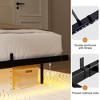 WOWLIVE Floating Bed Frame Twin/Full/Queen/King Size Metal Platform Bed with Charging Station and LED Lights, HB019 - 4 of 4