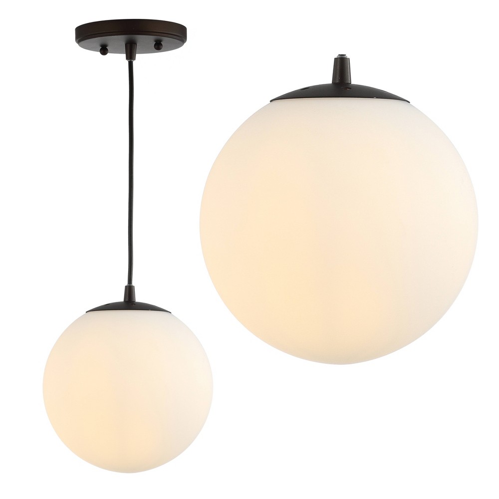 7.75" Metal/Glass Bleecker Globe Pendant Chrome - JONATHAN Y: Modern Ceiling Light, Adjustable Height