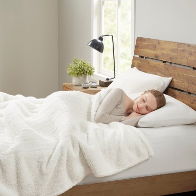Heated Electric Blanket for Cold Weather, Fast Heating, Cozy Faux-Shearling Heated Blanket, Auto Shut Off, 20 Heat Settings, UL Certified
