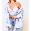 Women's Monica Tie Dye Print friend Satin Shirt and Matching Crop Top - Ces Femme - 3 of 4