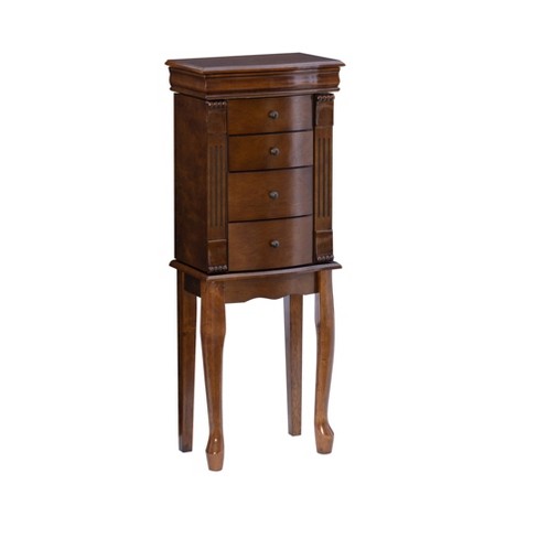 Helene Traditional Wood 4 Lined Drawer Jewelry Armoire Walnut - Powell :  Target