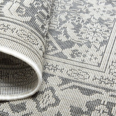 Dahlia Gray and Black Medallion Outdoor Area Rug