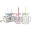 D'Eco Mason Jar Tray Set - 6 Mason Jars (16 oz each) w Colorful Lids & Reusable Straws - Includes Wooden Tray for Easy Carrying, Serving, and Travel - 4 of 4