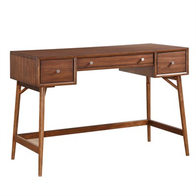 Walnut Brown Mid-Century Modern Counter Height Desk