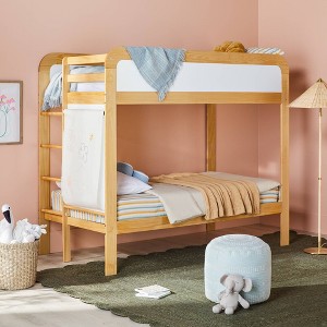 Saracina Home Adyn Contemporary Twin Over Twin Bunk Bed with Ladder on End Natural Pine - 1 of 1