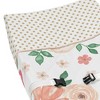Sweet Jojo Designs Girl Changing Pad Cover Watercolor Floral Peach Green and Gold - 3 of 4