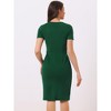 Allegra K Women's Work Business Round Neck Tweed Trim Short Sleeve Sheath Dress - 3 of 4