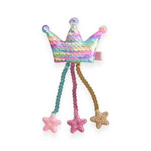 Summer Crystal - Sequin Crown Hair Clip with Tassel Stars - 1 Pack - 1 of 4