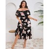 Women Plus Size Off Shoulder Maxi Dress Ruffle Flowy Summer Casual Boho Long Dresses - 3 of 4