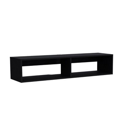 Syemin TV Stands and Consoles Spacious Black TV Stand Roomy Shelves Perfect for Large Living Rooms Home Theaters, Black, 51.5"*16.5"*2.7"