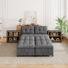 121"W Upholstered Sofa Bed Modular Sofa Free-combined Sofa Couch  Chaise Lounge Sofa with 2 Storage Racks, Brown/Gray-ModernLuxe - 2 of 4