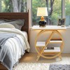 Lirago, End Table Small Side Table with Storage Shelves, Metal Frame & Tabletop for Living Room/Bedroom, 25.59"L x 11.81"D x 26.18"H, White & Gold - 3 of 4