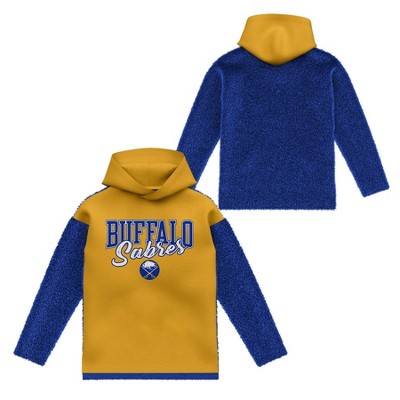 NHL Buffalo Sabres Girls' Faux Fur Long Sleeve Hooded Sweatshirt