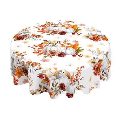 LOVEVOOK Thanksgiving Tablecloth, Round Fall Tablecloth, Pumpkin Table Cloth, Autumn Harvest for Christmas, Holiday, Birthday,Thanksgiving Decor