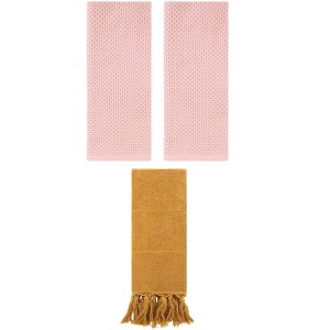 REGALWOVEN 3 Packs Cotton Soft Absorbent Tassels and Waffle Hand Towel - 1 of 4