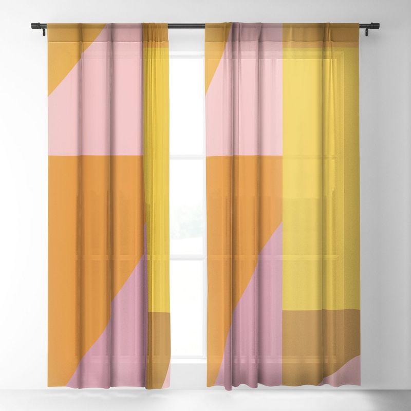 June Journal Shapes in Vintage Modern Pink Single Panel Sheer Window Curtain - Deny Designs, 2 of 7