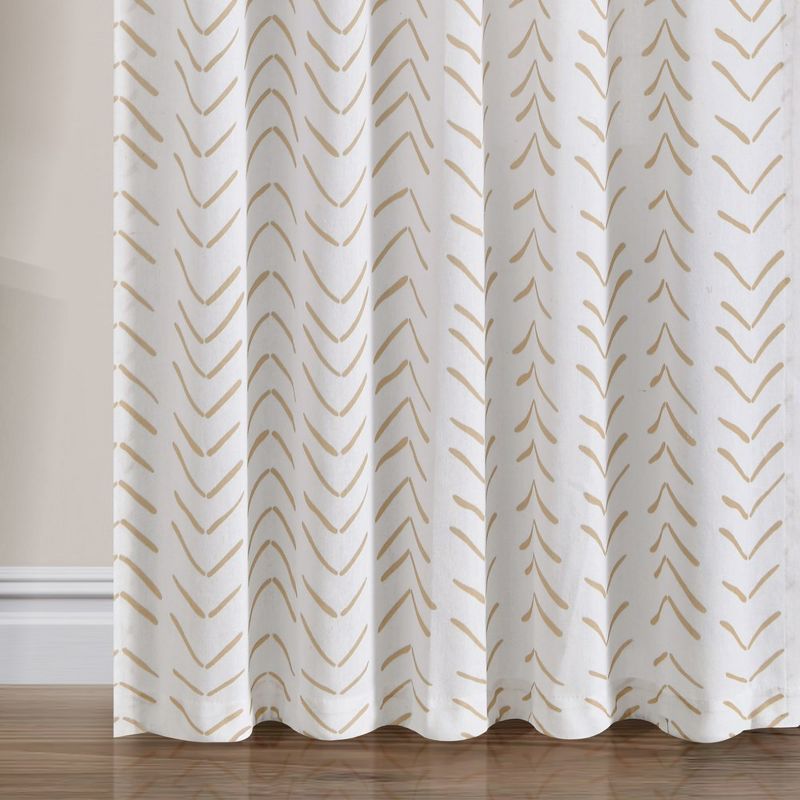 Hygge Modern Arrow Linen Look Window Curtain Panels Wheat/White 40X84 Set, 4 of 6