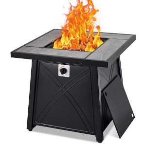 Patio 28 Inch Propane Fire Table with Lava Rock and Tabletop Lid - 1 of 4