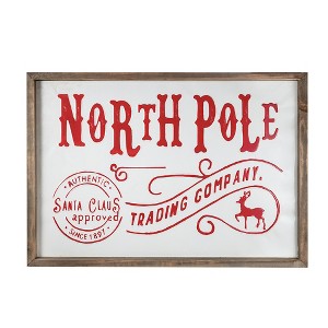 Tramull 26x18" North Pole Trading Company" Wall Sign – Vintage Retro Christmas Holiday Wall Decor  for Dining Room, Office, Entryway - 1 of 4