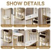 Garvee 63" Bar Table, Arc Design Pub Table, With Shelves, Glass Rack, Wine Bottle Rack, Sturdy And Long Bar Height Table,White+Gold - 3 of 4