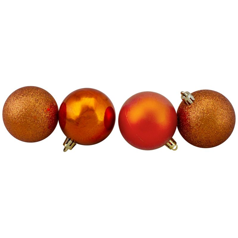 Northlight 32ct Shatterproof 4-Finish Christmas Ball Ornament Set 3.25" - Orange, 3 of 4
