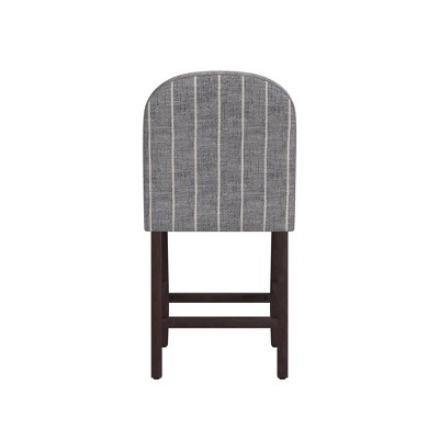 Midnight Stripe Upholstered Counter Stool with Dark Walnut Wood Legs