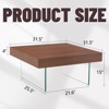 FONTOI Coffee Table with Tempered Glass Legs&Anti - slip Pads, Side Table with Round Edges, TransparentY&Walnut, 31.5"*15"*31.5" - 3 of 4