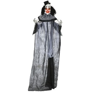 SEVOBAL Party Decorations and Accessories 6' Life Size Clown Animatronic with Motion and Sound Activation Quick Deflation, Black, 48.8"*7.1"*72" - 1 of 4