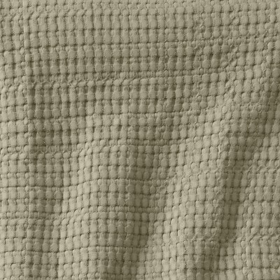 Olive Green Cotton Waffle Weave Throw Blanket