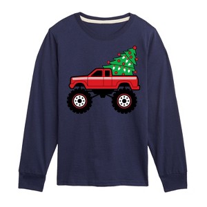 Boys' - Instant Message - Christmas Tree Truck Long Sleeve Graphic T-Shirt - 1 of 4