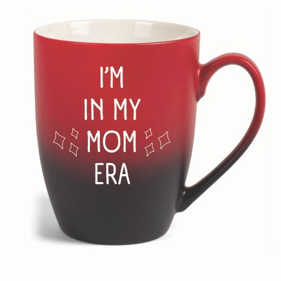 Elanze Designs In My Mom Era Two Toned Ombre Matte 10 ounce New Bone China Coffee Tea Cup Mug, Red and Black