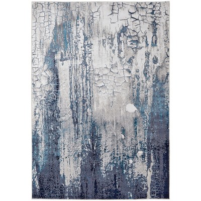 Indio Modern Abstract Ivory/Blue/Black Area Rug
