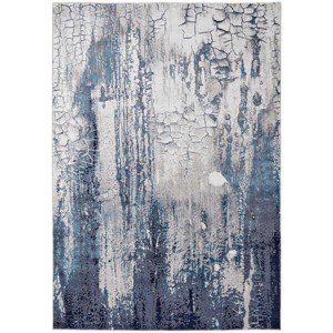 Indio Modern Abstract Ivory/Blue/Black Area Rug - 1 of 4
