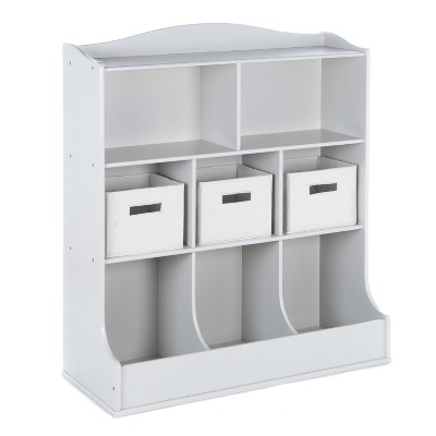 Gray Wooden Kids' Toy Storage Organizer with Cubby Bins