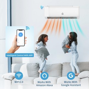 12000 BTU Wifi Mini Split AC, 19 SEER2 208-230V Inverter Ductless Wall AC w/WiFi & Alexa Compatible - 1 of 4