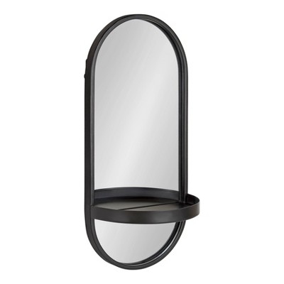 11" x 24" Estero Metal Wall Mirror with Shelf Black - Kate and Laurel