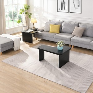 NicBex Set of 2 Farmhouse Detachable End Table with Wood Texture,Simple L-Shape Side Table,Coffee Table for Bedroom,Living Room - 1 of 4