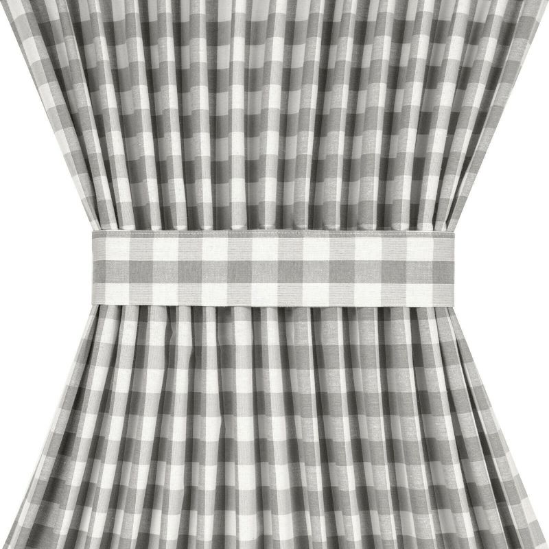 Kate Aurora Plaid Country Farmhouse French Door Curtain Panel With Matching Tieback, 5 of 8