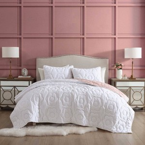 Betseyville Johnson Rainbow Stitch Purple Full/Queen Quilt Sham Set - 1 of 4