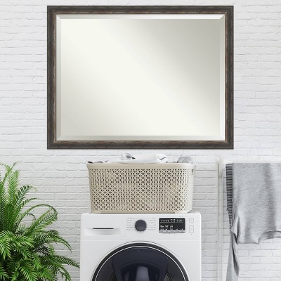 Bronze and Silver Rectangular Wood Framed Wall Mirror