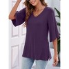 Chiffon Blouses for Women Ruffle 3/4 Sleeve Dressy V Neck Casual Flowy Tunic Tops - 2 of 4