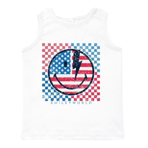 The Juniper Shop SmileyWorld Patriotic Checkered Lightning Toddler Tank - 1 of 4