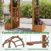 Wood Garden Arbor with Planter Boxes and Swing Outdoor Arch Trellis with Pergola for Climbing Plants Vines Grapes Backyard Wedding Party Decor - 4 of 4