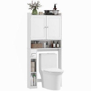 HOMCOM Over the Toilet Storage Cabinet, Modern Above Toilet Bathroom Organizer with 2 Doors, Toilet Paper Holder, Freestanding Space Saver - 1 of 4