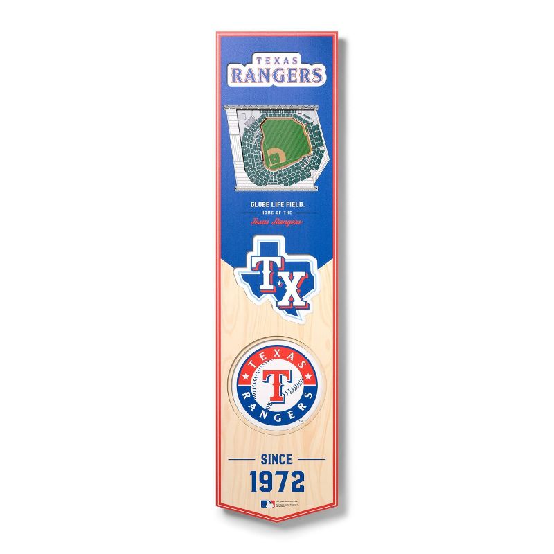 8&#34; x 32&#34; MLB Texas Rangers 3D Stadium Banner, 1 of 5