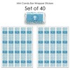 Big Dot of Happiness Blue Elegant Cross - Mini Candy Bar Wrapper Stickers - Boy Religious Party Small Favors - 40 Count - 3 of 4