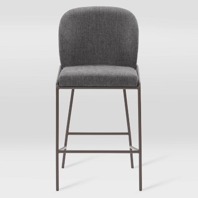 Blakeley Dark Grey Soft Fabric & Iron Counter Height Barstool