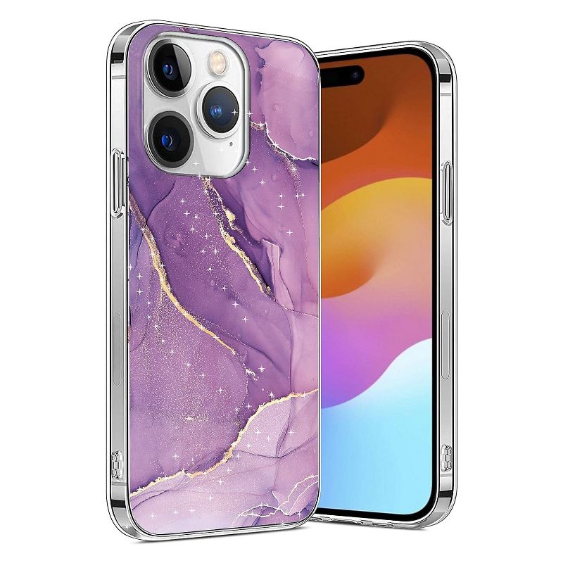 SaharaCase MagSafe Phone Case for iPhone 15 Pro Shock Absorbing Purple Marble (CP00461), 2 of 7