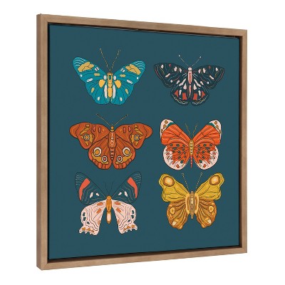 Colorful Butterfly Print on Canvas with Wooden Frame